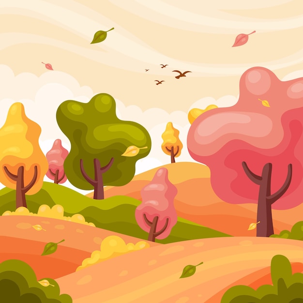 Flat autumn illustration