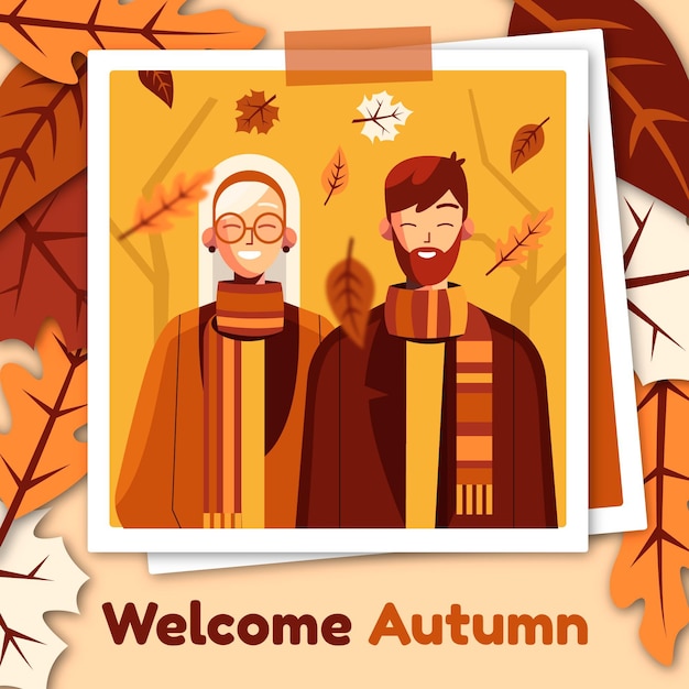 Flat autumn illustration