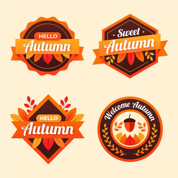 Vector flat autumn labels collection