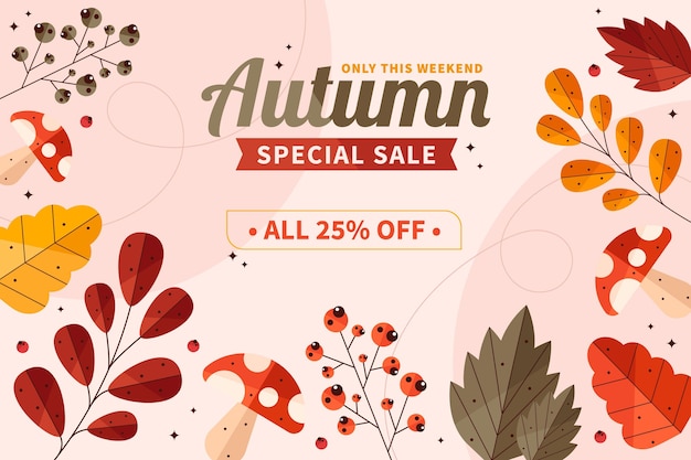 Vector flat autumn sale background