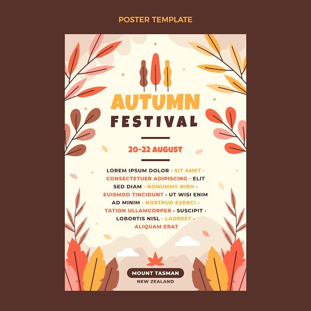 Flat autumn vertical poster template