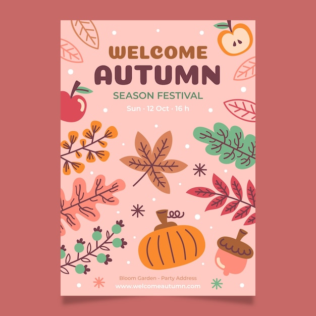 Flat autumn vertical poster template