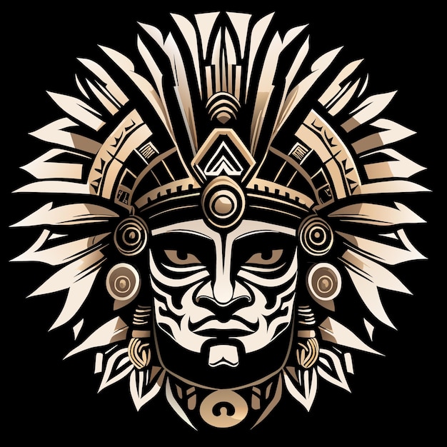 Flat Aztec Faces Vector Graphic Elements