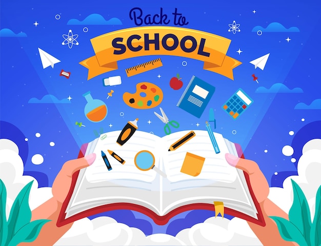 Flat back to school background