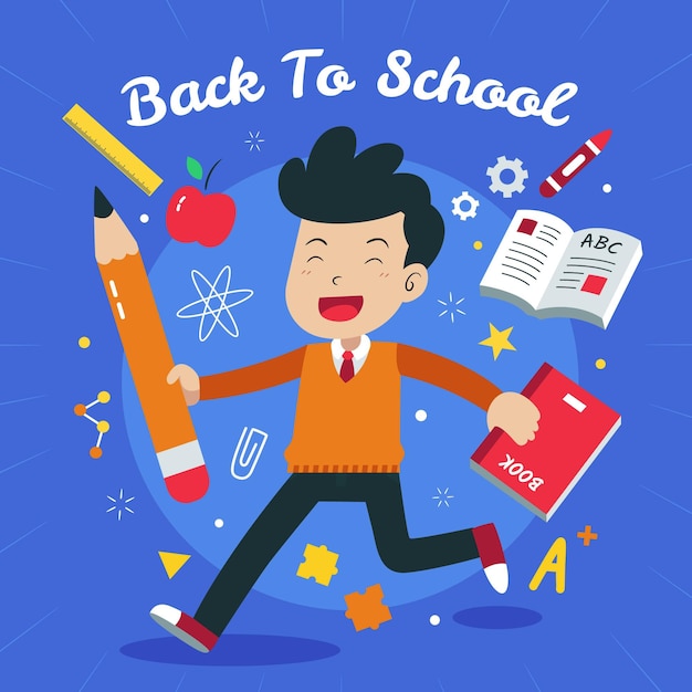 Flat back to school background