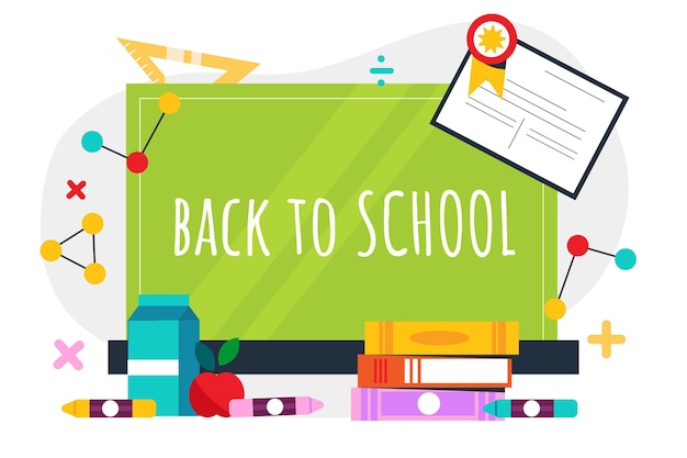 Flat back to school background