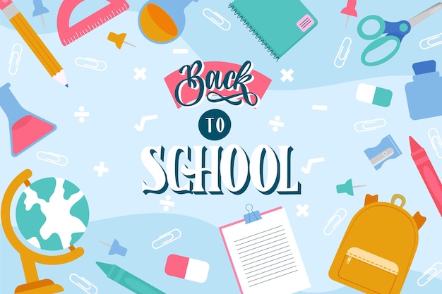 Flat back to school background