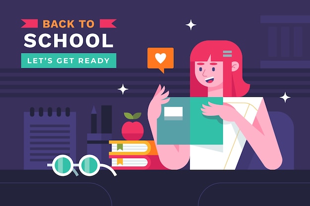 Vector flat back to school background