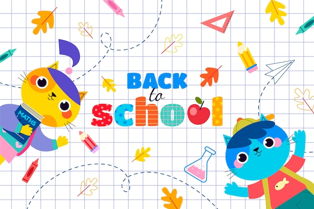 Flat back to school background