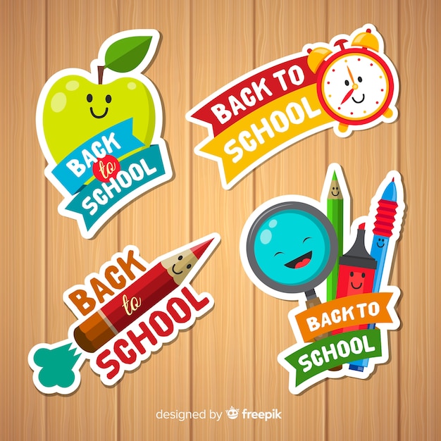 Vector flat back to school badge collection