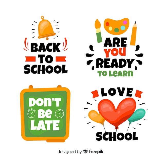 Flat back to school badge collection