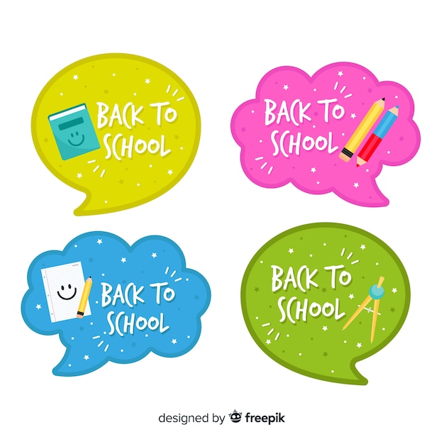 Flat back to school badge collection