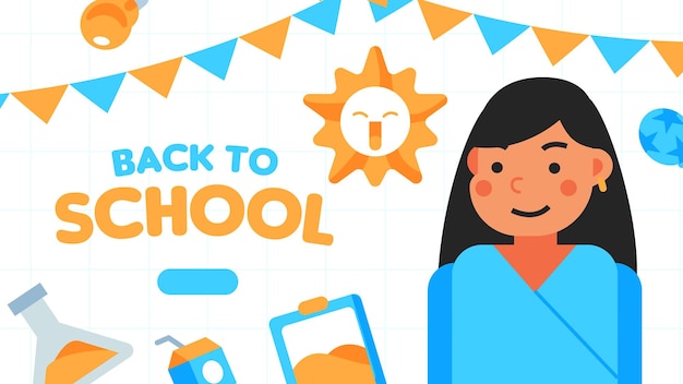 Flat back to school banner