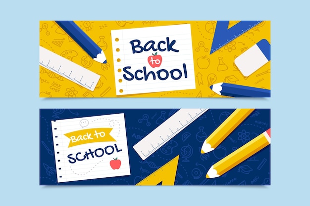 Vector flat back to school banners set