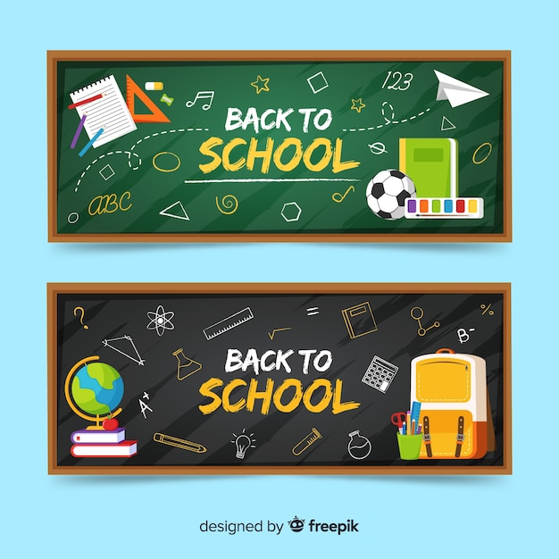 Flat back to school banners template