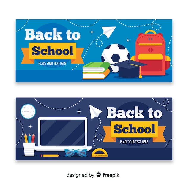 Flat back to school banners