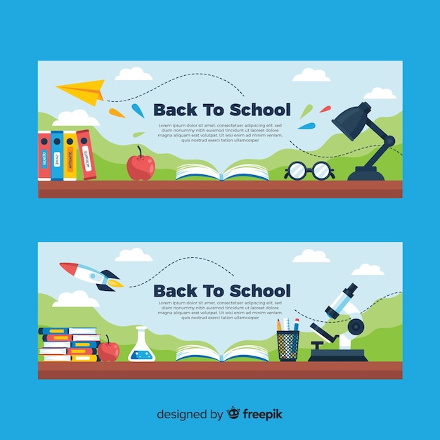 Flat back to school banners