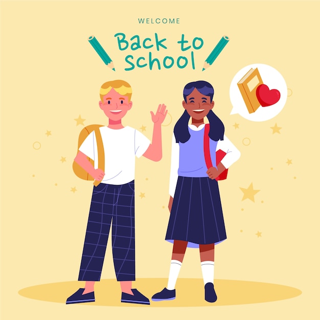 Flat back to school illustration