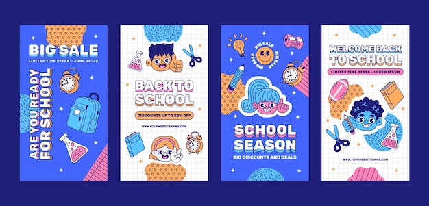 Flat back to school instagram stories collection