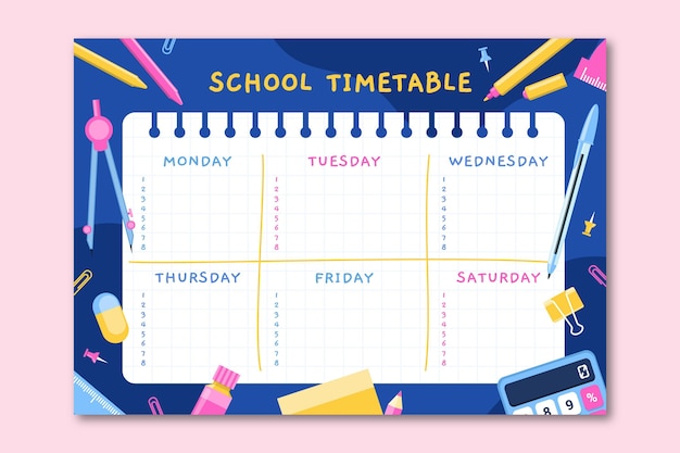 Flat back to school timetable template