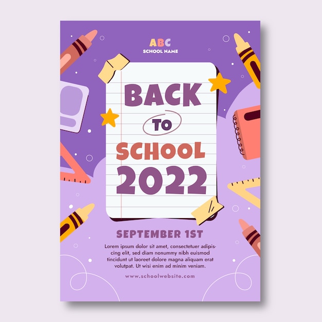 Vector flat back to school vertical poster template