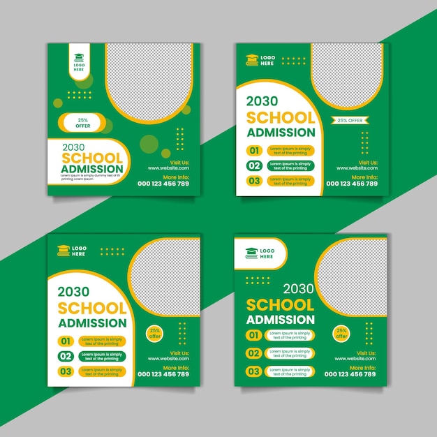 Flat back to school banner en school toelating facebook omslagset