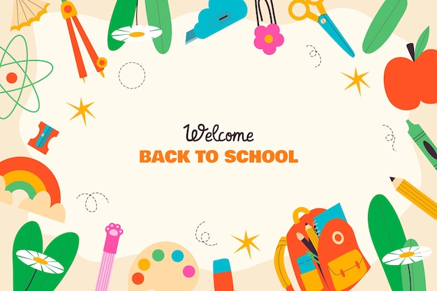 Vector flat background for back to school season