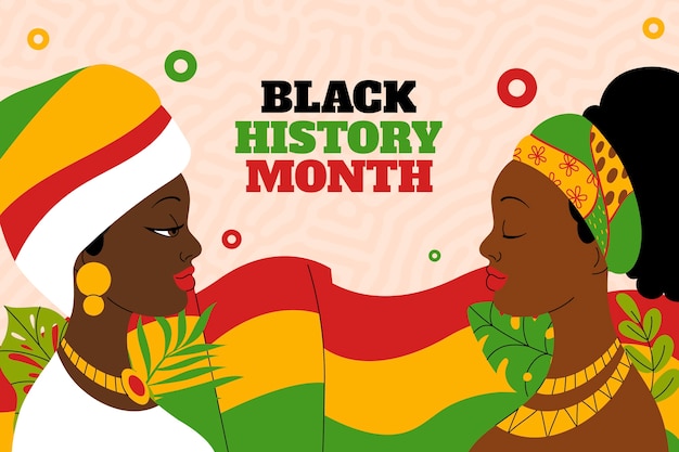 Flat background for black history month celebration