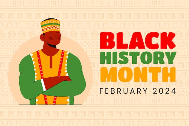 Flat background for black history month celebration