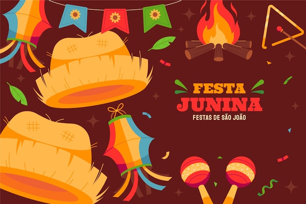 Vector flat background for brazilian festas juninas celebration