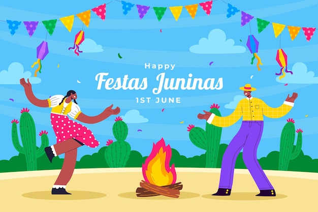flat background for brazilian festas juninas festivities