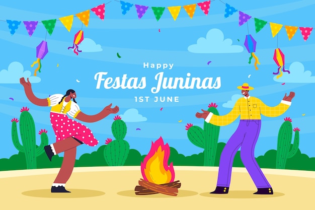 Flat background for brazilian festas juninas festivities