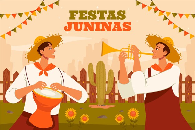 Flat background for brazilian festas juninas festivities
