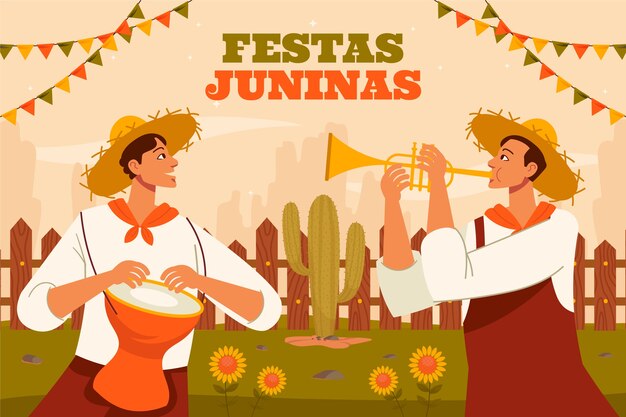 Vettore sfondo piatto per le festività brasiliane festas juninas