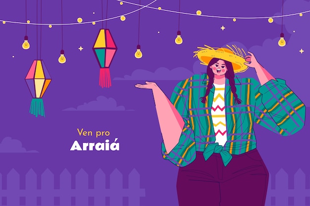 Flat background for brazilian festas juninas festivities