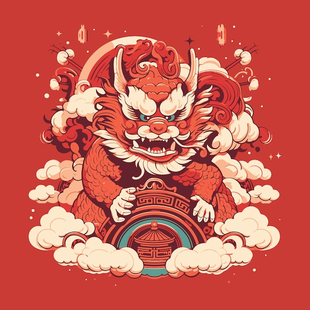 Premium Vector | Flat background for chinese new year of the dragon