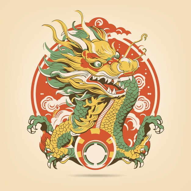 flat background for chinese new year of the dragon