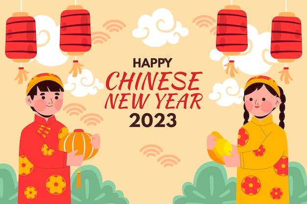 Flat background for chinese new year festival