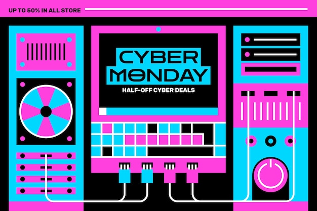 Vector flat background for cyber monday sales