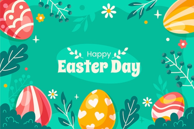 Vector flat background for easter celebration