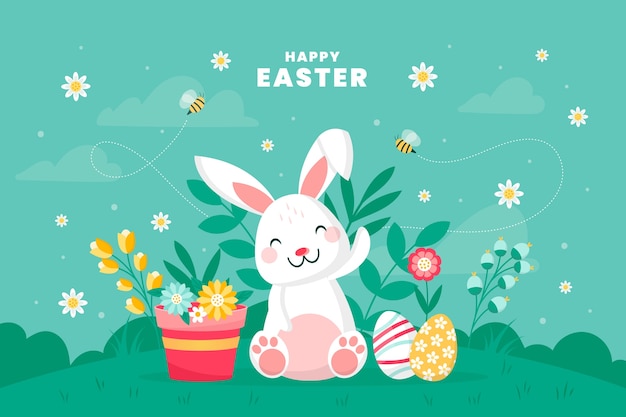 Vector flat background for easter celebration