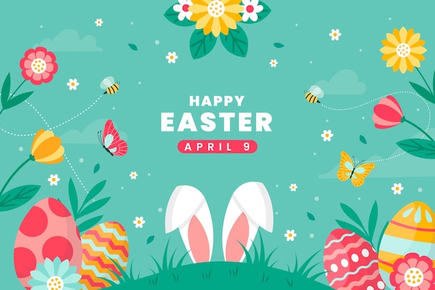 Vector flat background for easter celebration