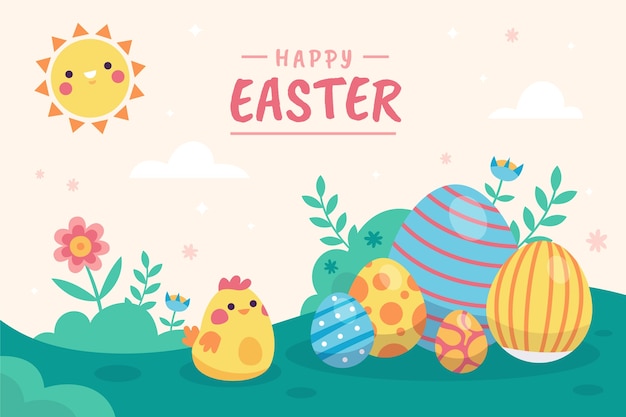 Vector flat background for easter celebration