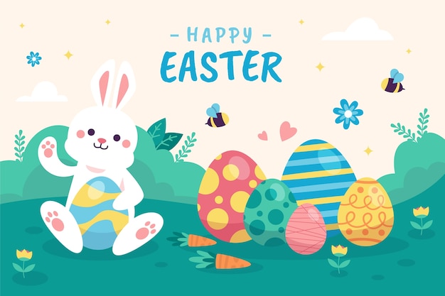 Vector flat background for easter celebration