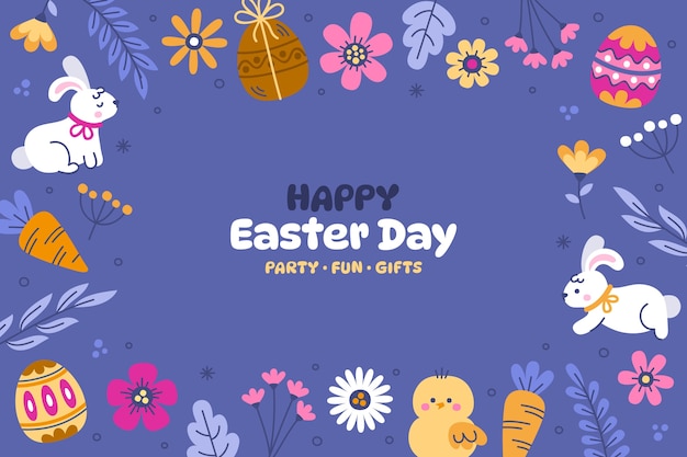 Flat background for easter holiday celebration
