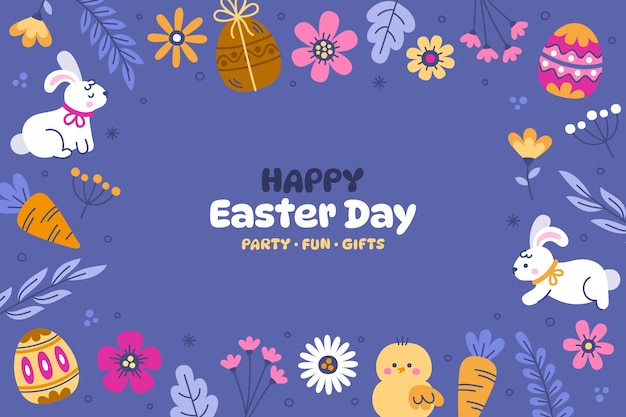 Vector flat background for easter holiday celebration