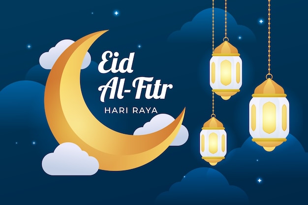 Vector flat background for eid al-fitr celebration