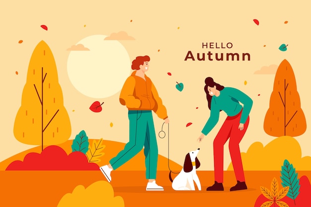 Vector flat background for fall season