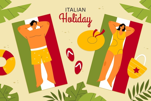 Vector flat background for ferragosto celebration