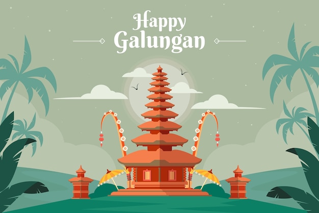 Vector flat background for galungan